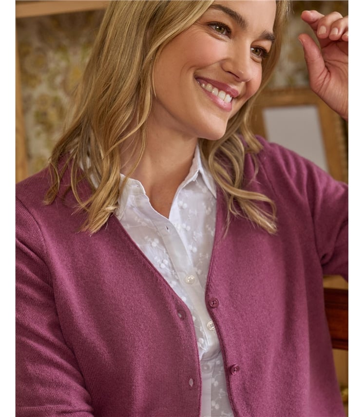 Cashmere Merino Classic V Neck Cardigan