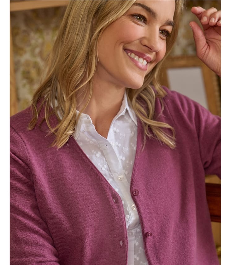 Cashmere Merino Classic V Neck Cardigan