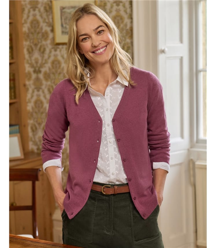 Cashmere Merino Classic V Neck Cardigan