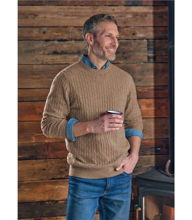 Cashmere and Merino Cable Jumper