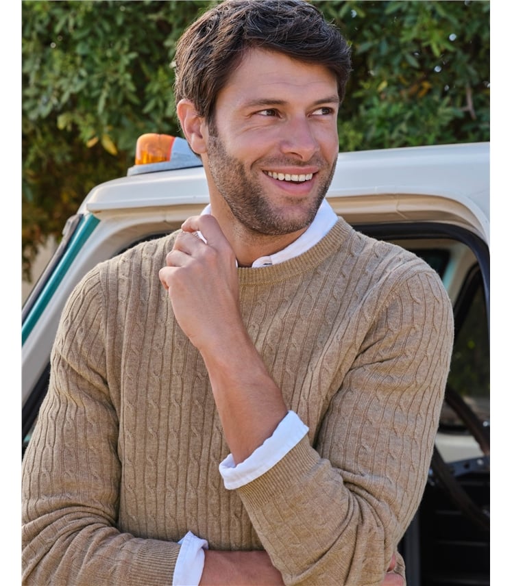 Pull torsadé à col rond - Homme - Cachemire & Mérinos