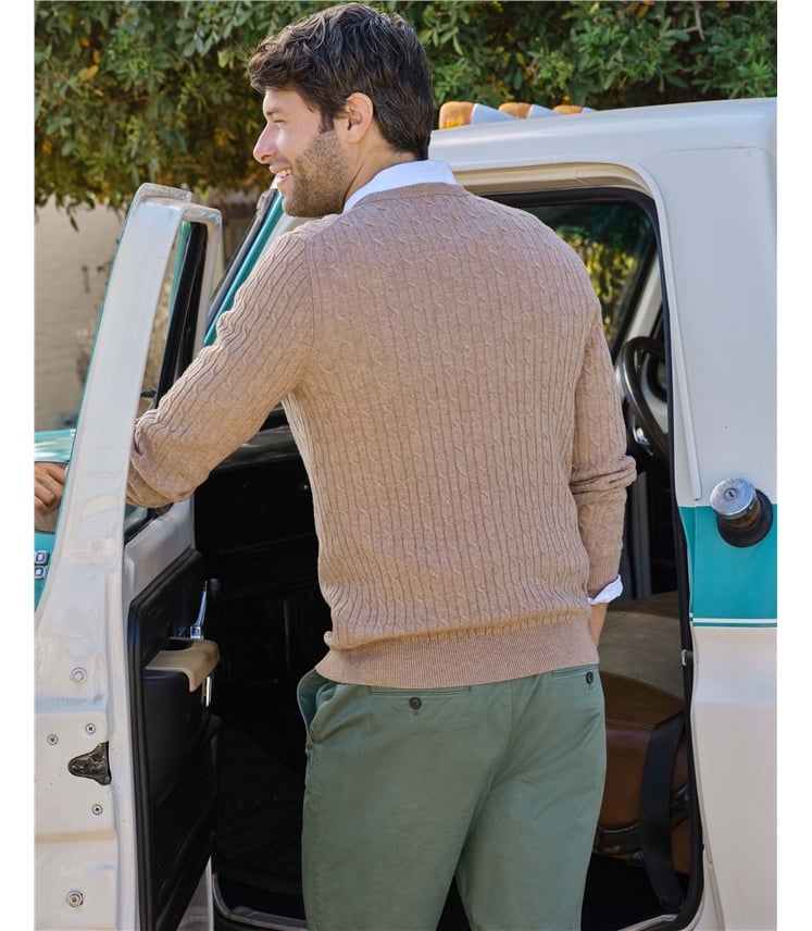 Pull torsadé à col rond - Homme - Cachemire & Mérinos