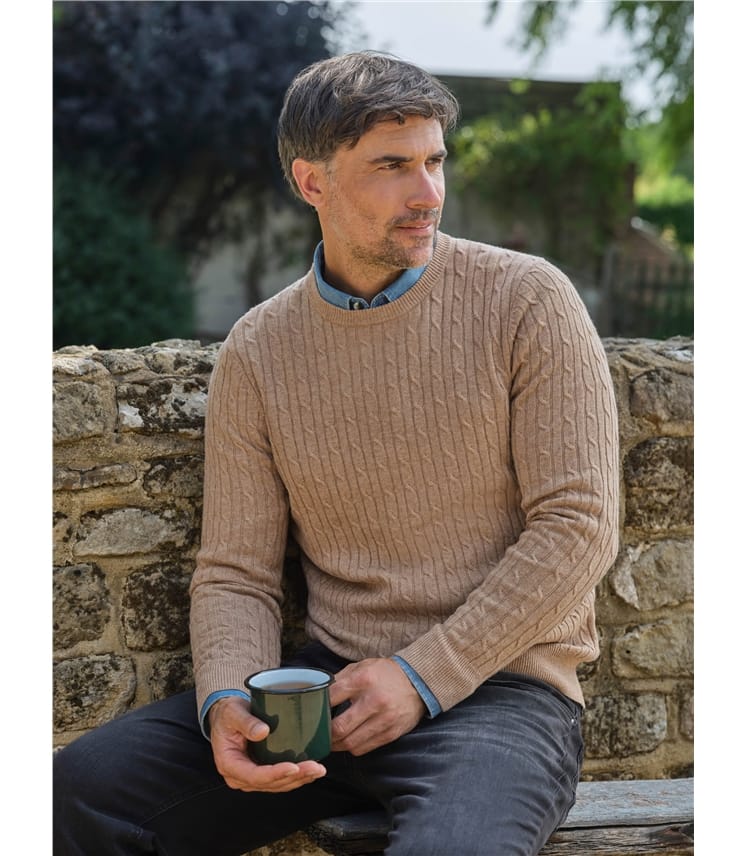 Pull torsadé à col rond - Homme - Cachemire & Mérinos