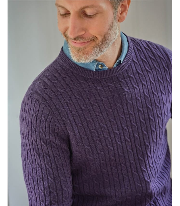 Pull torsadé à col rond - Homme - Cachemire & Mérinos