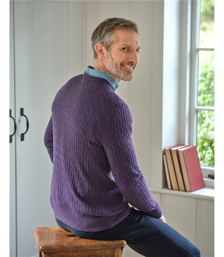 Pull torsadé à col rond - Homme - Cachemire & Mérinos