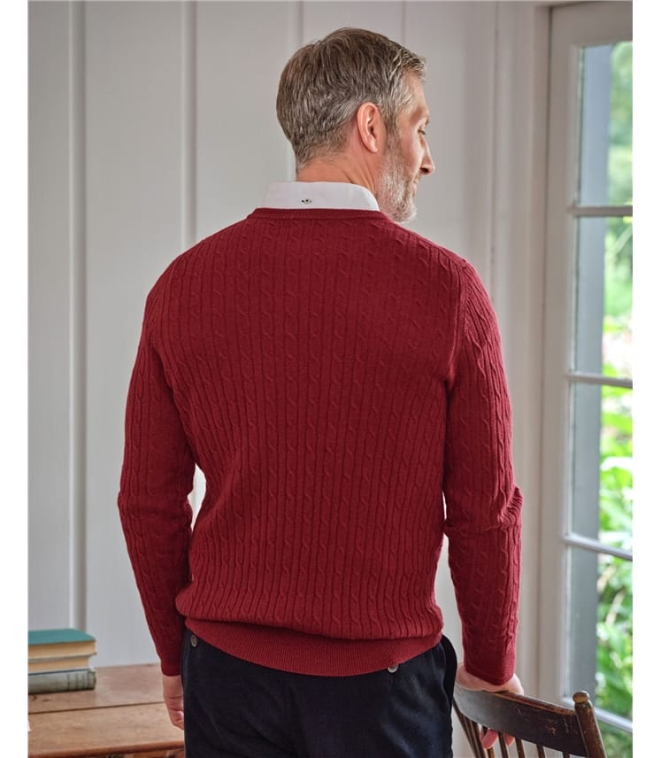 Pullover mit Rundhalsausschnitt und Zopfmuster aus Merinowolle und Kaschmir für Herren