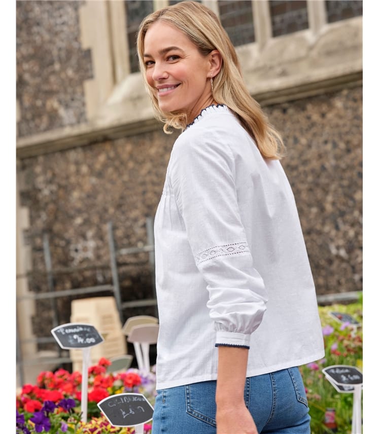 Contrast Frill Trim Blouse