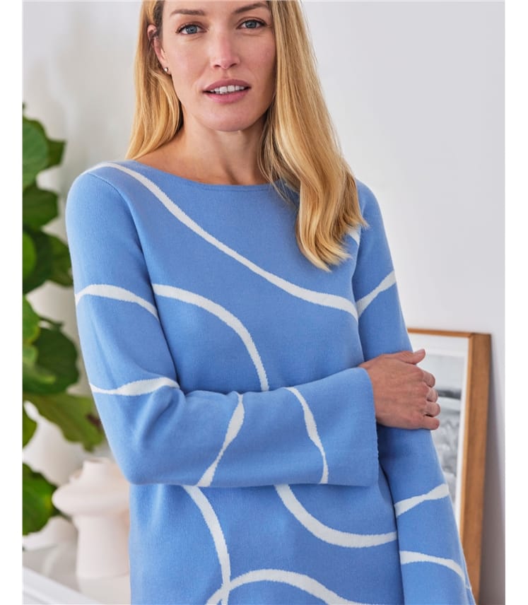 Wool Cotton Ribbon Wave Sweater