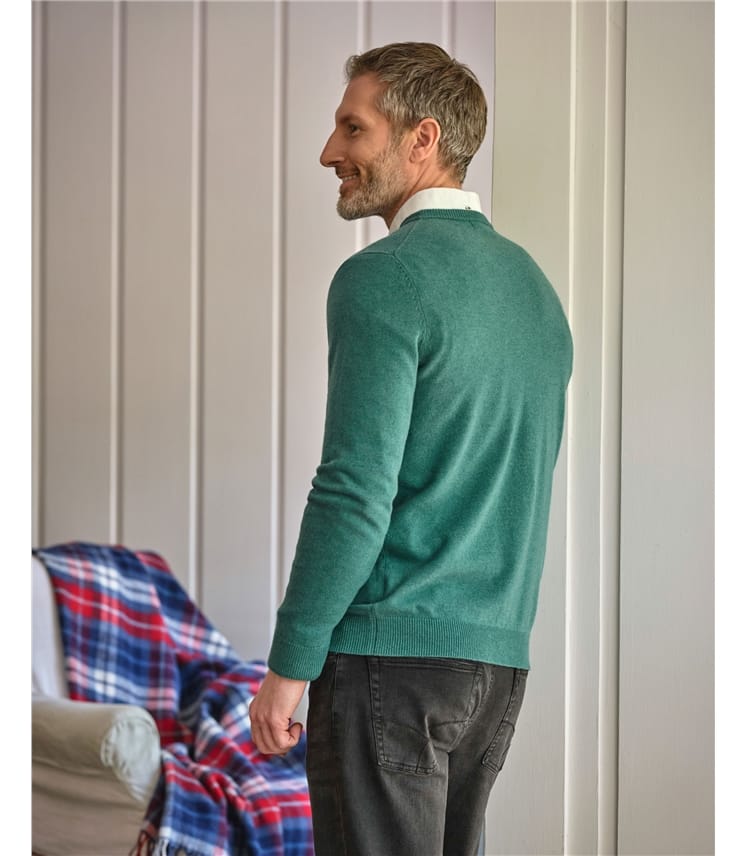 Pullover mit Rundhalsausschnitt aus Merinowolle und Kaschmir für Herren