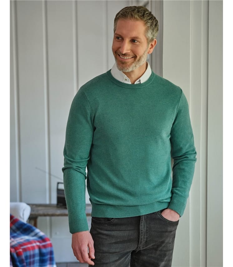 Pullover mit Rundhalsausschnitt aus Merinowolle und Kaschmir für Herren