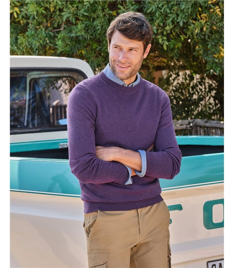 Pullover mit Rundhalsausschnitt aus Merinowolle und Kaschmir für Herren