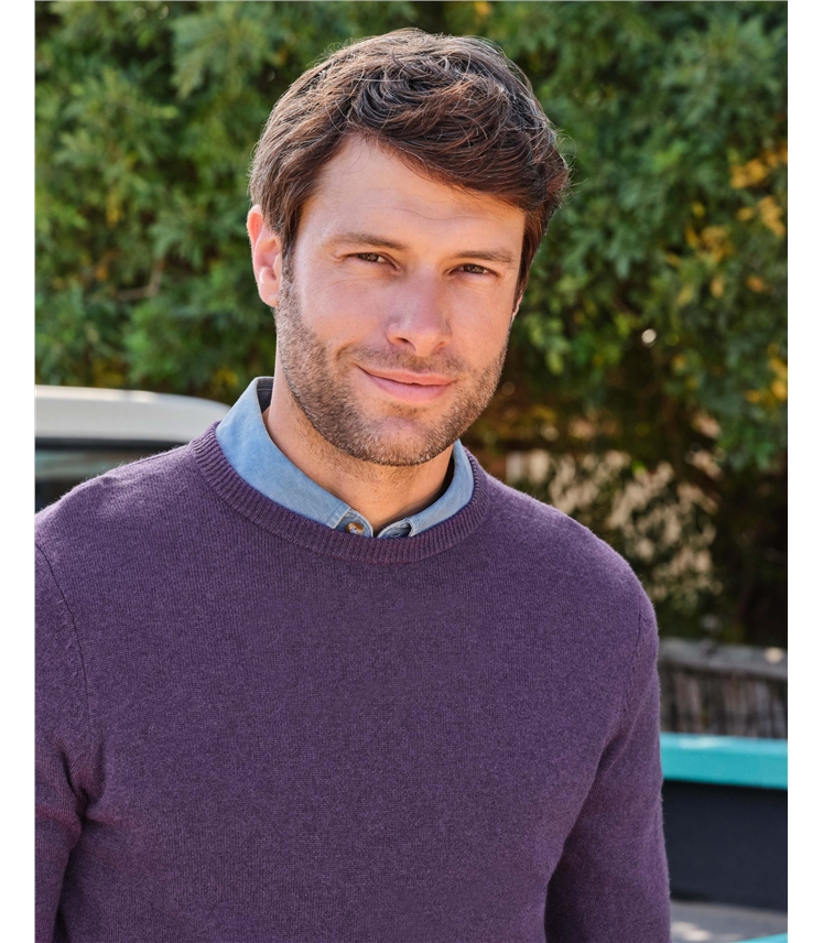 Pullover mit Rundhalsausschnitt aus Merinowolle und Kaschmir für Herren