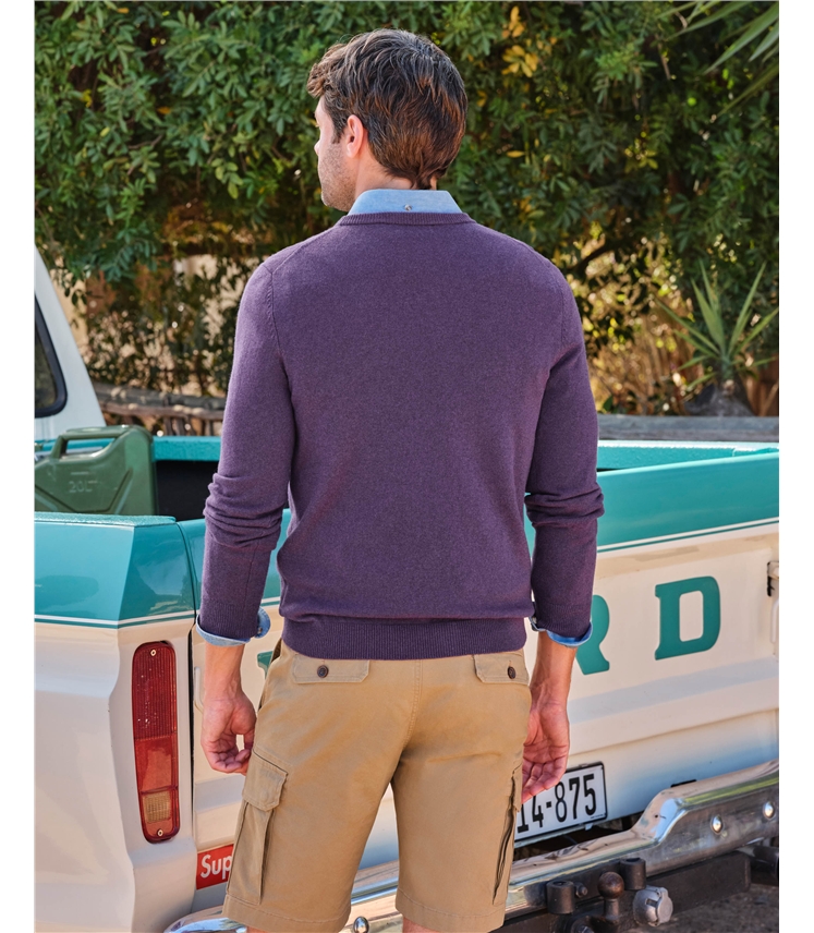 Pullover mit Rundhalsausschnitt aus Merinowolle und Kaschmir für Herren