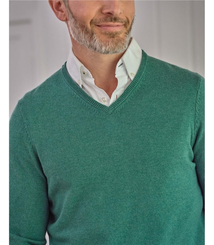 Pull à col V - Homme - Cachemire & Mérinos