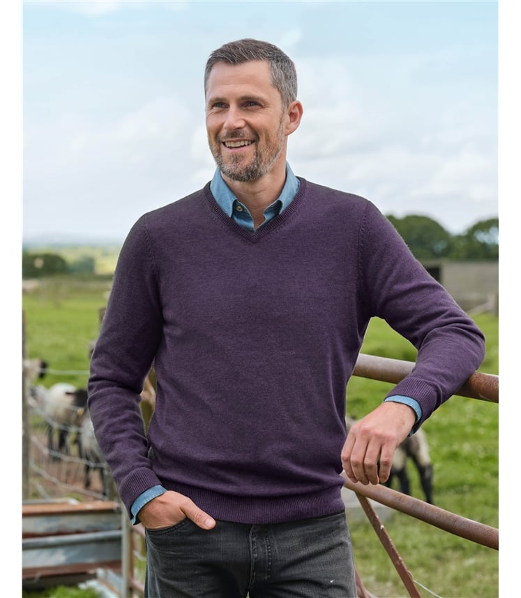 Cashmere & Merino Classic V Neck Knitted Jumper