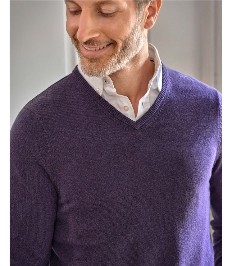 Cashmere & Merino Classic V Neck Knitted Jumper
