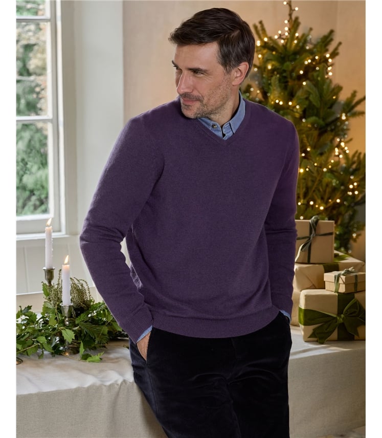 Cashmere & Merino Classic V Neck Knitted Jumper