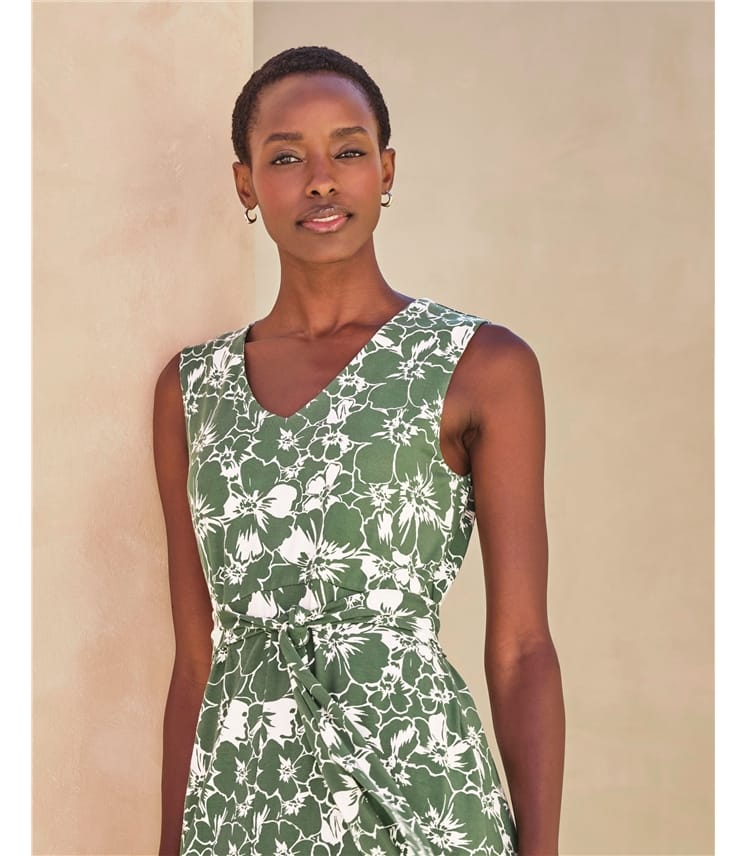Jersey V Neck Fit And Flare Dress