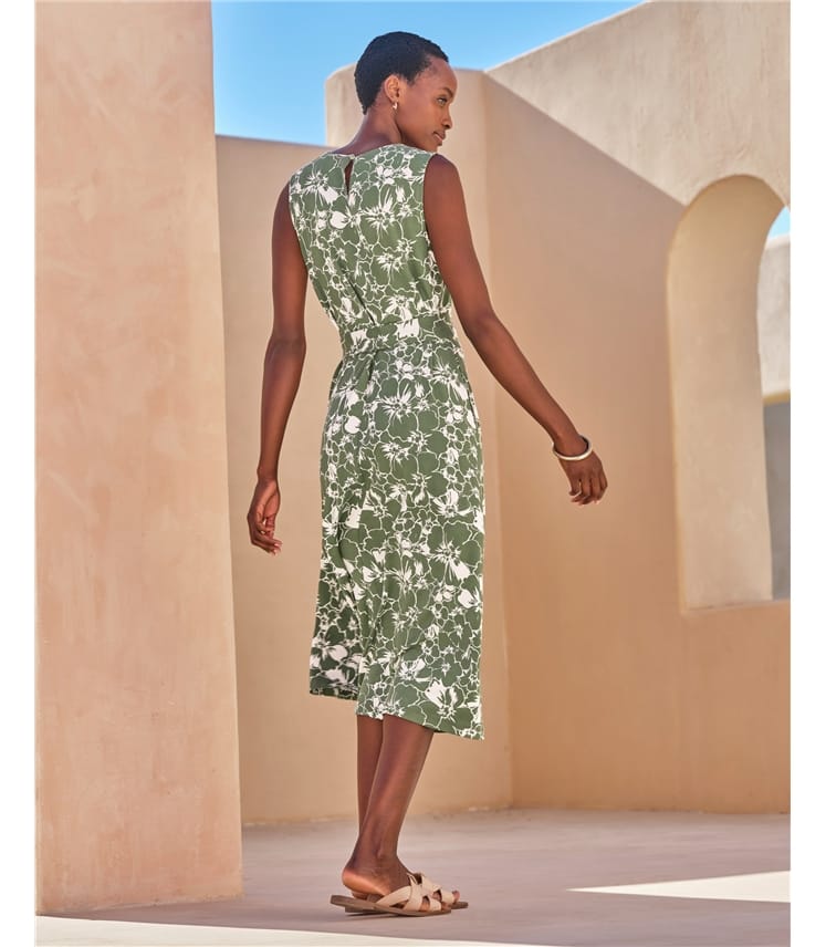 Jersey V Neck Fit And Flare Dress