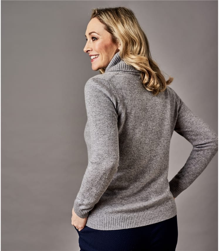 Luxe Grey Pure Cashmere | Womens Pure Cashmere Cowl Neck Jumper