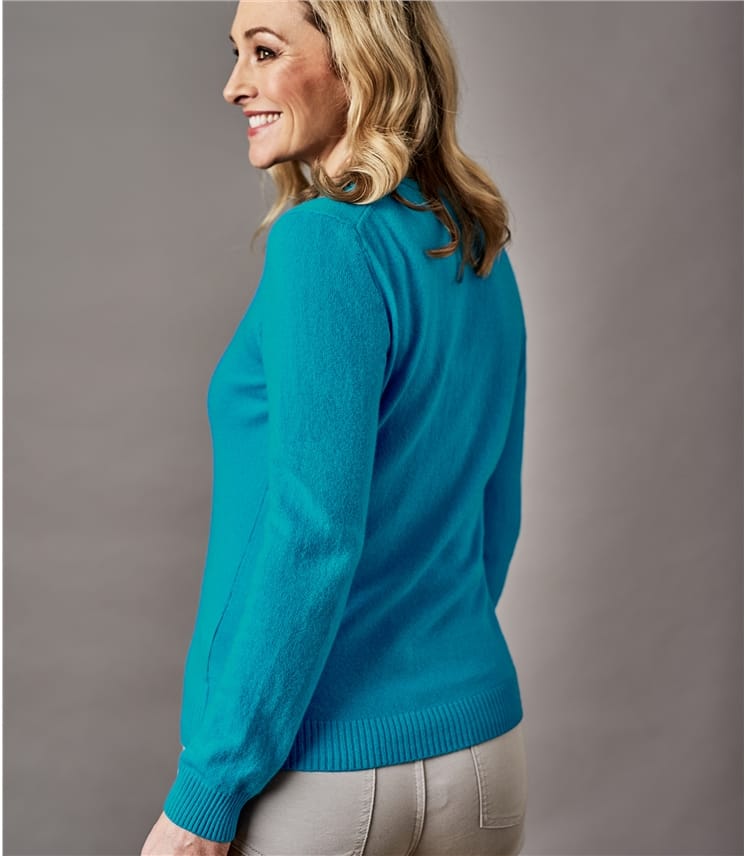 Cyan | Womens Pure Cashmere Crew Neck Sweater | WoolOvers US