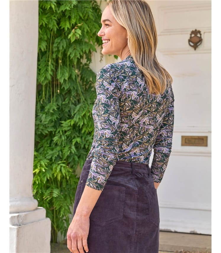 Jersey High V Neck Top