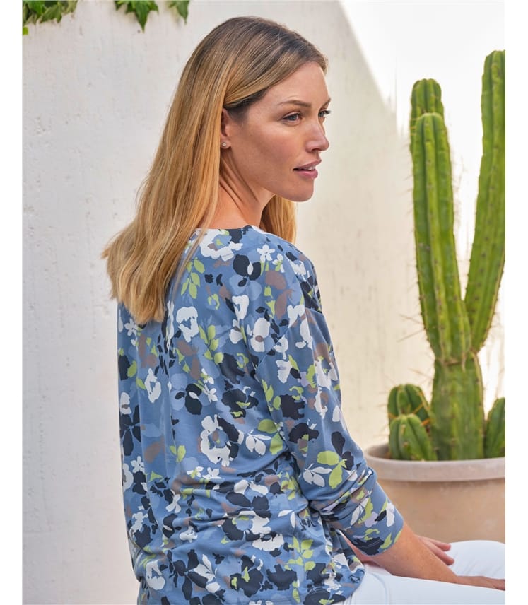 Printed Boat Neck Top