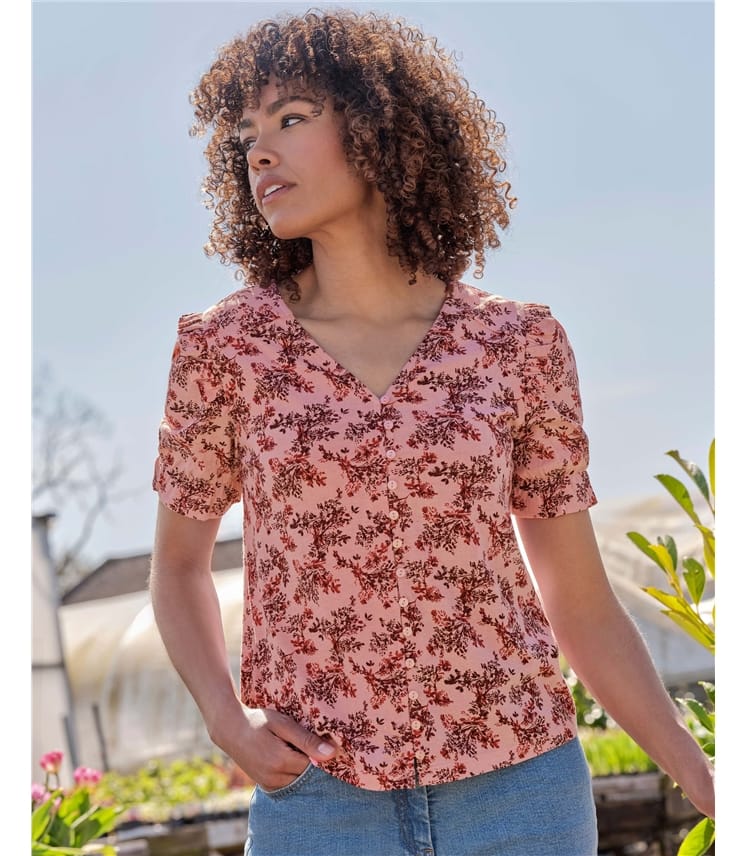 Frill Sleeve Printed Top