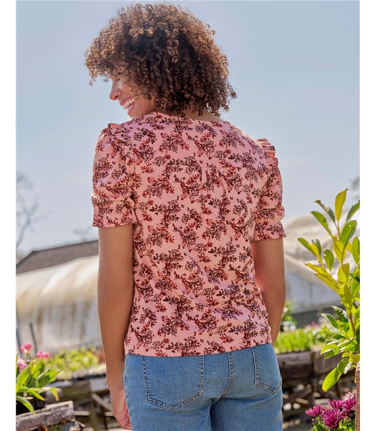 Frill Sleeve Printed Top