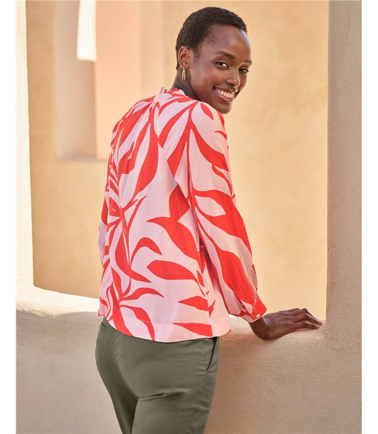Ruffle Edge Notch Blouse