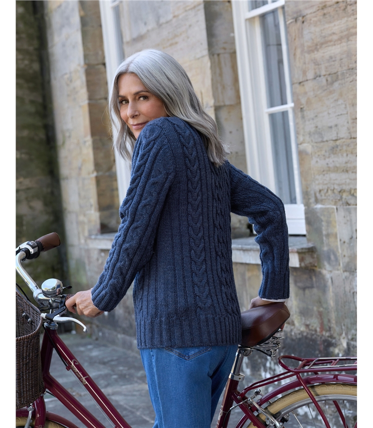 100% Pure Wool Aran Crew Neck Jumper