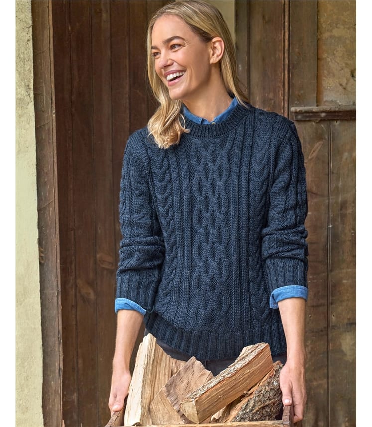 Pull irlandais à col rond - Femme - Pure Laine