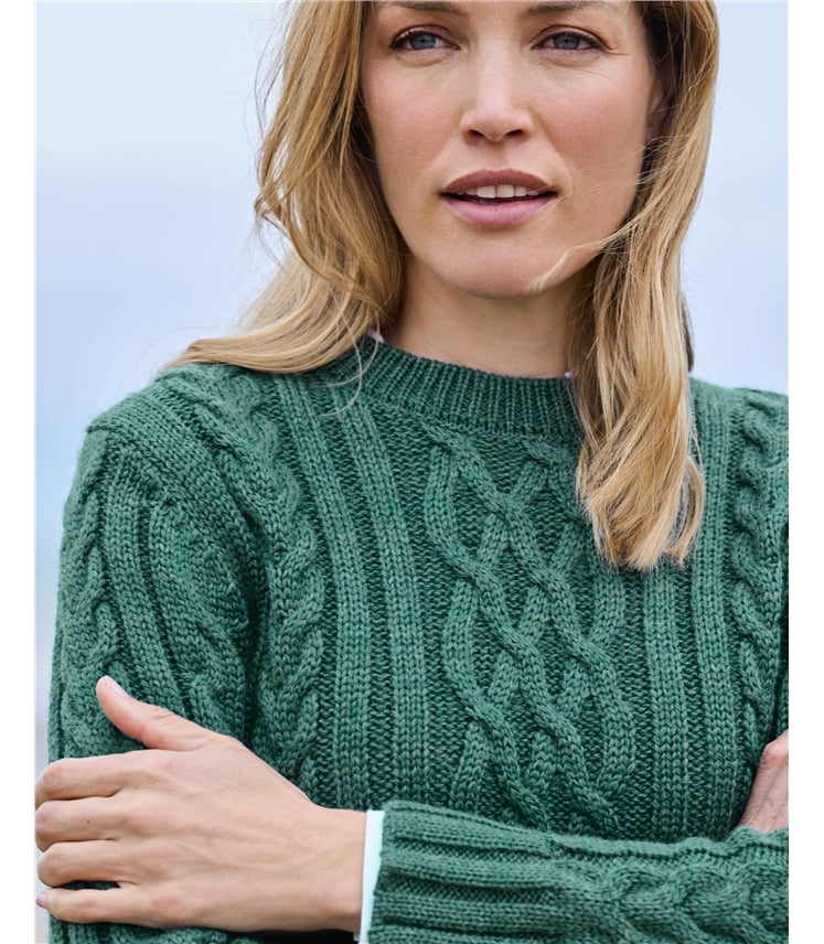 Pull irlandais à col rond - Femme - Pure Laine