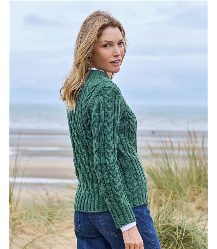 Pull irlandais à col rond - Femme - Pure Laine