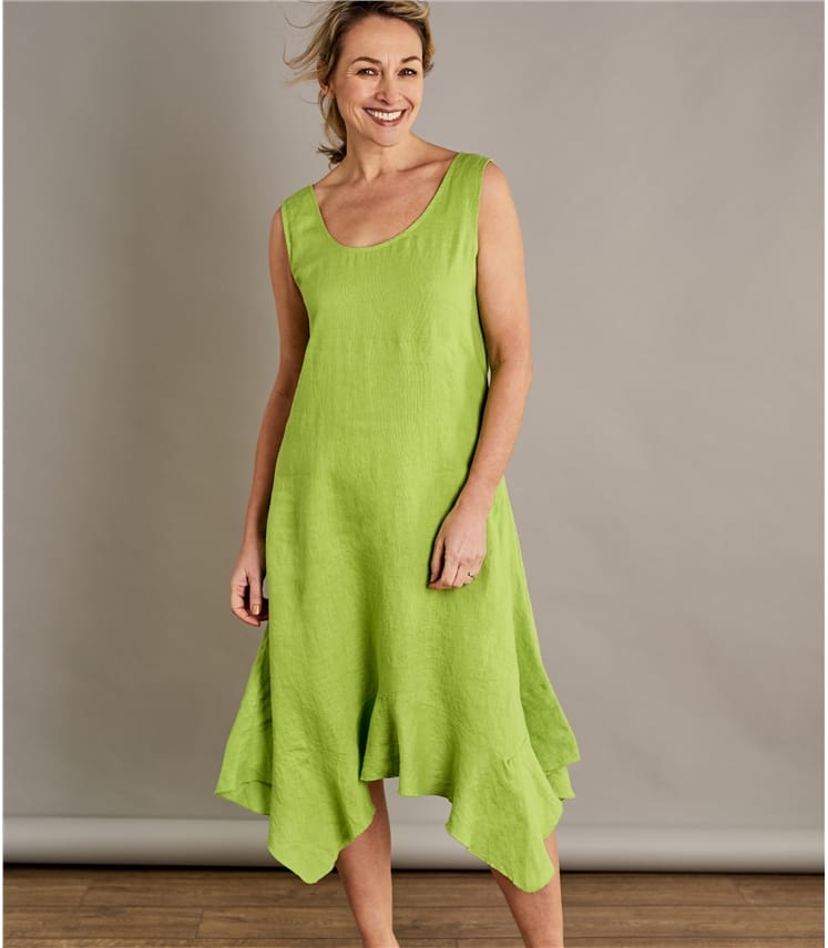 Pistachio | Womens Frill Hem Dress | WoolOvers UK
