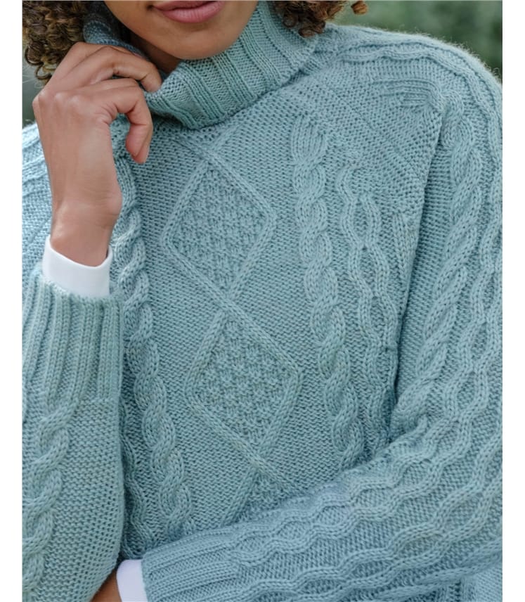 Pull irlandais à col roulé - Femme - Pure Laine
