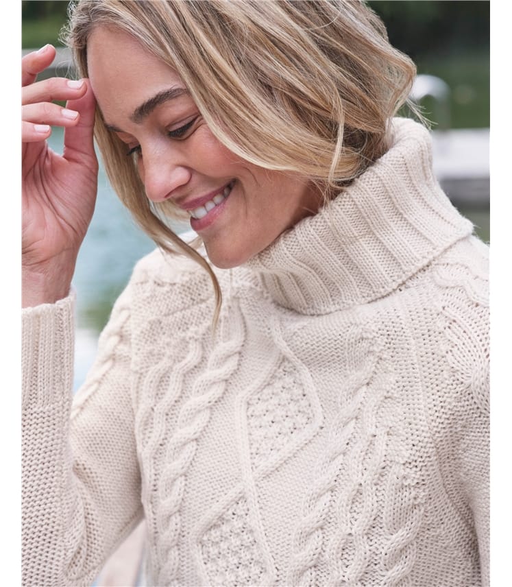Pull irlandais à col roulé - Femme - Pure Laine