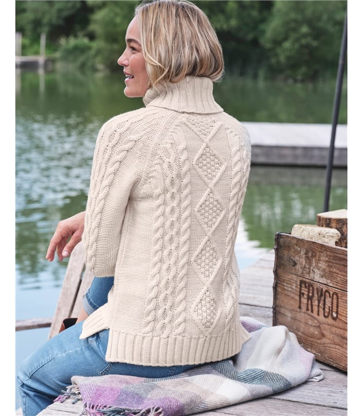 Pull irlandais à col roulé - Femme - Pure Laine