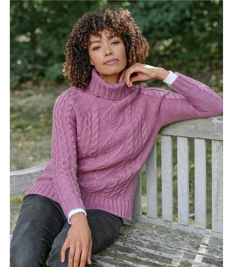 Pull irlandais à col roulé - Femme - Pure Laine