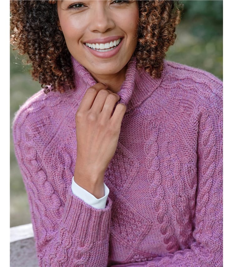 Pull irlandais à col roulé - Femme - Pure Laine
