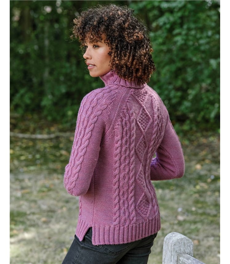 Pull irlandais à col roulé - Femme - Pure Laine