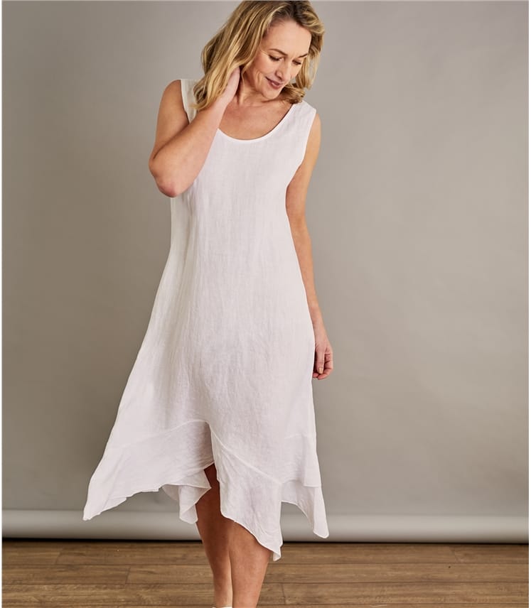 white ruffle hem dress