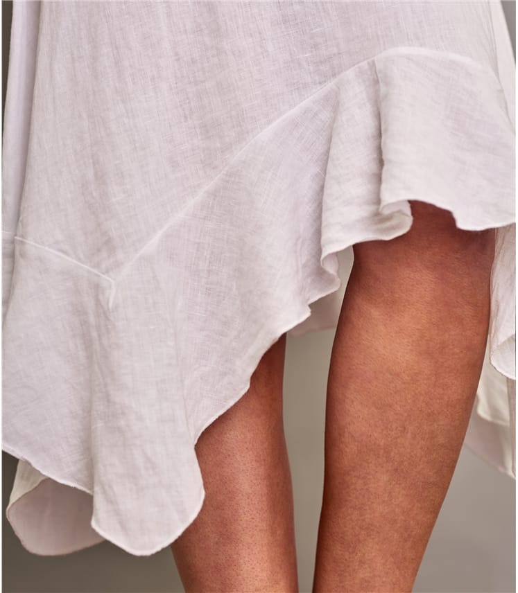 white frill hem shirt dress