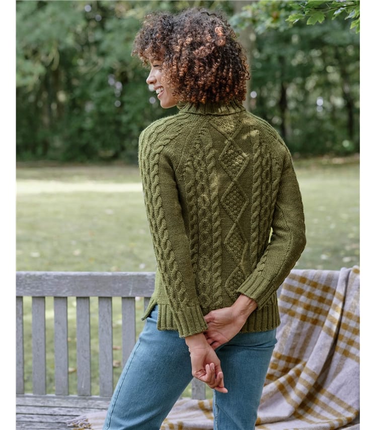 Pull irlandais à col roulé - Femme - Pure Laine