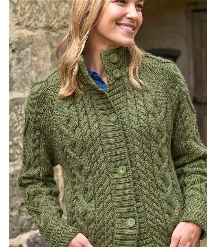 Manteau cardigan en maille irlandaise - Femme - Pure Laine