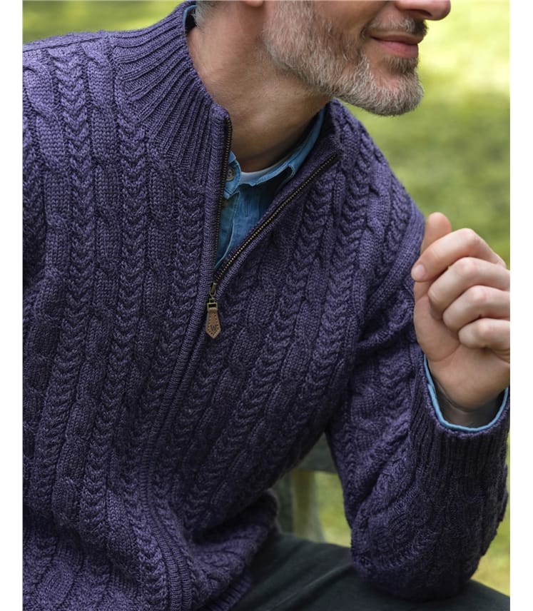 Cardigan zippé torsadé - Homme - Pure Laine d'Agneau