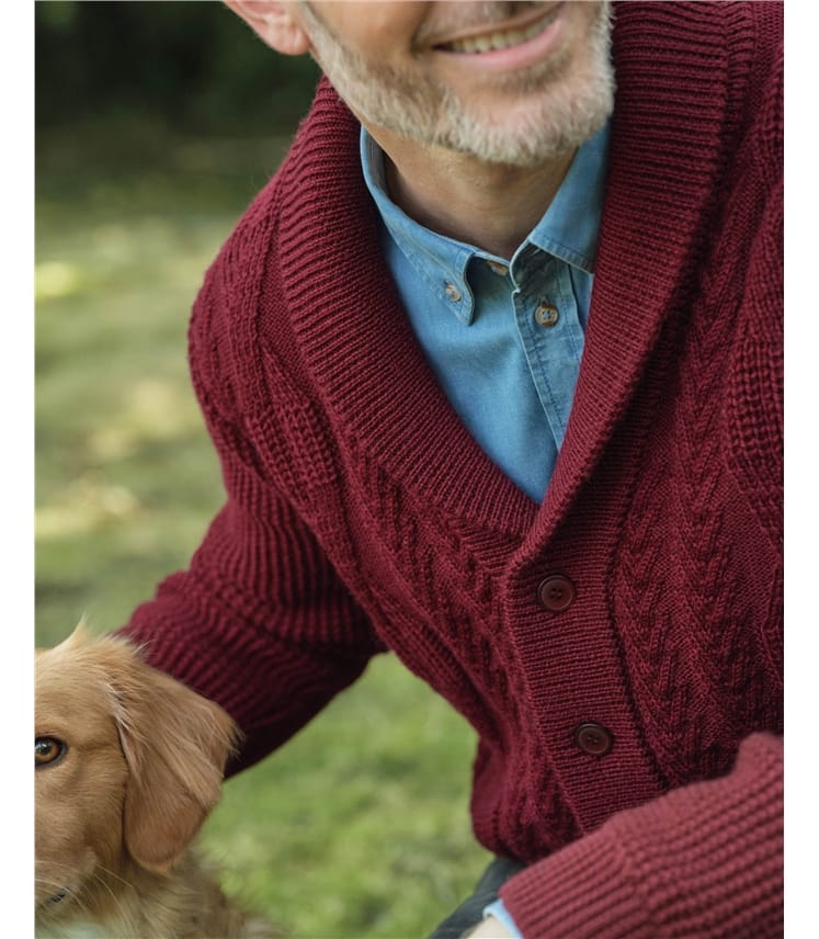 Cardigan à col châle en maille torsadée - Homme - Pure Laine d'agneau 