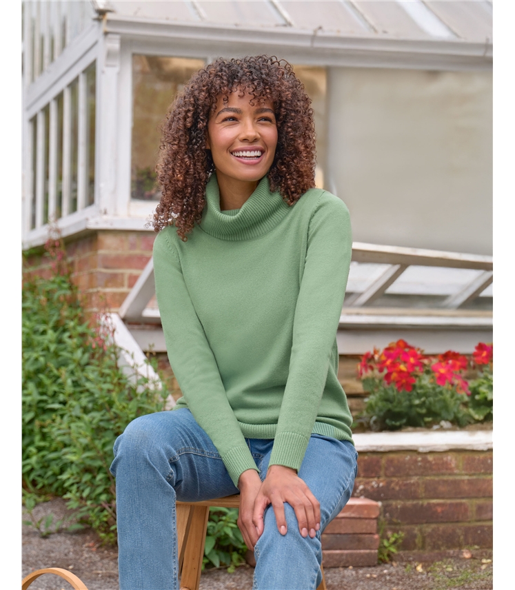 Cashmere And Merino Long Sleeve Cowl Neck Jumper