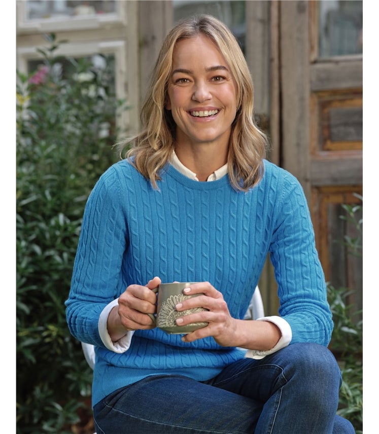 Cashmere Merino Cable Crew Neck Jumper