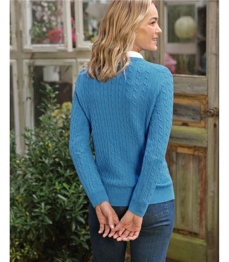 Cashmere Merino Cable Crew Neck Jumper